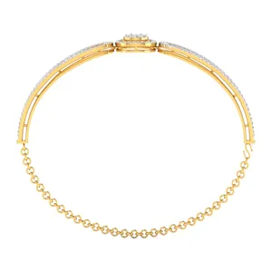 EtherStar Jewels 1.44 CTW Lab Grown Brilliant Cut E Color Diamond Chain Bracelet 18K <b>Solid</b> <b>Gold</b> Split Halo Cluster Women's IGI - Product Image 3