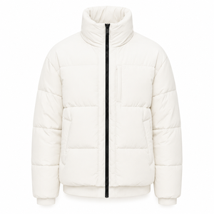 Custom Streetwear Mens Puffer <b>Jacket</b> Embroidered Patch Winter Padded Coat <b>Fleece</b> <b>Lined</b> Polyester/Nylon High Collar Private Label - Product Image 1