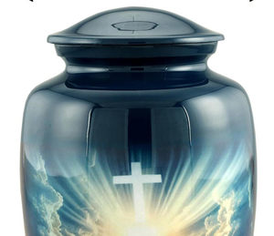 Urna Funeraria Artesanal de Diseño Moderno Americano para Adultos, Hermosa Urna Conmemorativa Azul para Entierro, Capacidad de 200 Pulgadas Cúbicas - Product Image 3