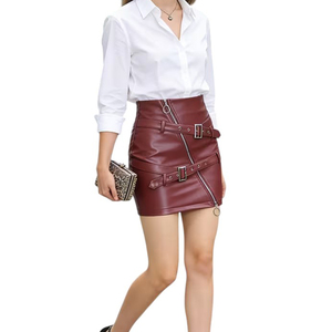 Minifaldas de PU de Cintura Alta con Doble Cinturón, Diseño Único, Novedad en Moda Urbana de Alta Calidad, Servicio OEM ODM - Product Image 1