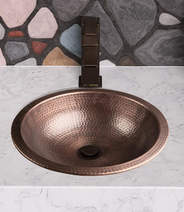 Handmade Hammered Copper Undermount Bathroom Sink Premium <b>Round</b> Wash <b>Basin</b> for Luxury Vanity Installation - Product Image 4