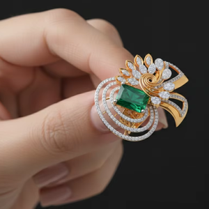 แหวนทองคำดีไซน์หรูหรา ลายนกยูง ขนาดใหญ่ สำหรับผู้หญิง เครื่องประดับชั้นดี ของขวัญสำหรับงานแต่งงานและงานปาร์ตี้ - Product Image 1