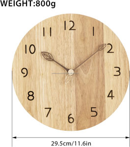 Horloge murale ronde vintage silencieuse en bois avec affichage à aiguille 3D fonction de lecture facile pour le salon solide sans cadre United Trade World - Product Image 2