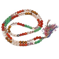 Japa Mala en Agate 108 Perles Gravées, Style Feng Shui, pour Prière, Yoga, Méditation, Outil de Puissances Psychiques, Guérison Énergétique, Cadeau