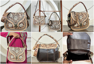 Nouveau sac à bandoulière en cuir de vachette véritable de style occidental, fait main, avec fermeture à boucle, grande capacité, pour femmes - Product Image 3