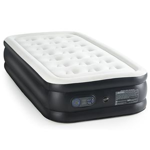 Matelas pneumatique double/grand lit avec pompe intégrée, gonflage rapide, support 660 lbs, confort supérieur, surface floquée, 16/18/22 pouces, noir - Product Image 1