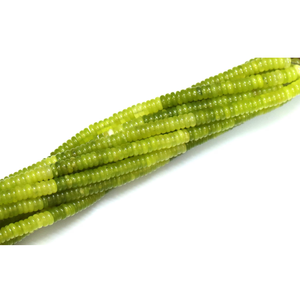 Perles plates en quartz vert lime |   Perles de quartz vertes de 15 pouces |   Perles rondes lisses |   Fournitures pour la fabrication de bijoux - Product Image 5