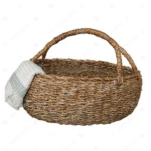 Summer Vibe Vintage Rustic Woven Seagrass Picnic Basket Eco-Friendly Multifunctional Grocery Storage Dried Food Organizer Water - Product Image 2