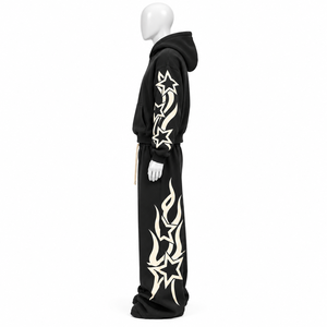 Ensemble de survêtement unisexe personnalisé avec logo imprimé, effet délavé, style streetwear, sweat à capuche et pantalon de survêtement, 100 % coton, décontracté, automne, adulte - Product Image 3