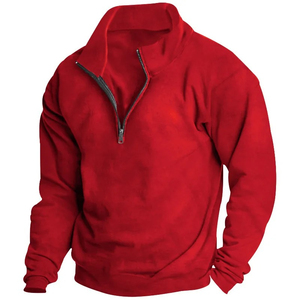 2026 Top Trendy <b>Men's</b> Solid Fleece Quarter Zip Sweater Stand Collar Long Sleeve Regular Fit Autumn Wear - Product Image 4
