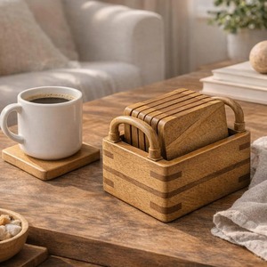 Eco Friendly Wooden <b>Coaster</b> Set Reusable <b>Drink</b> <b>Coasters</b> for Kitchen and Office At Cheap Price - Product Image 3