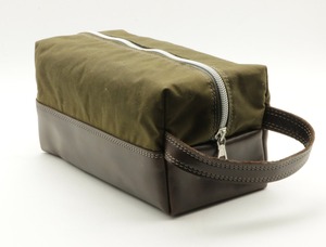 Vintage Waxed Canvas Leather Toiletry Bag Custom Logo Travel Shaving Dopp Kit Waterproof Cosmetic Organizer <b>Case</b> LCTB-0080 - Product Image 3