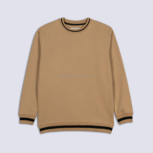 New Custom logo Crew Neck Sweatshirts 100% Cotton Oversized Streetwear Blank Thick Sweatshirts <b>Men</b> Plain O Neck Sweatshirts - Product Image 5