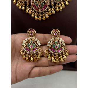 Indian Ethnic Meher Chorski <b>Gold</b> Plated Bridal Necklace <b>Set</b> - Product Image 3