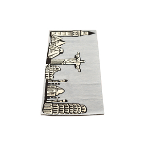 Alfombra de Lana Moderna Hecha a Mano con Diseño de Monumentos Mundiales Famosos, Fondo Gris Monocromático Global - Product Image 1