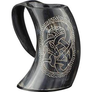 Taza Artesanal de Cuerno de Búfalo con Diseño de Nudo Celta Tallado, Forma Natural, Duradera, Artículo Coleccionable, Superventas - Product Image 5