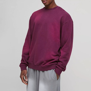 Sudadera de Cuello Redondo Lisa de Nuevo Estilo, Mezcla de Algodón Premium, Sudadera Holgada, Suave, Informal, Estilo Urbano, Cálida y Moderna para Hombre - Product Image 1