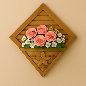 Handmade Bamboo Wicker Bohemian Wall Hanging Storage <b>Basket</b> for Living Room Home Decoration Organizer - Product Image 5