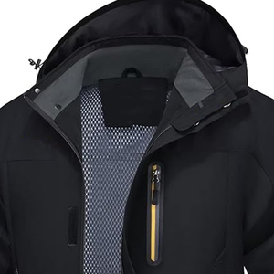 Veste de pluie unisexe grande taille à capuche coupe-vent résistante à l'eau respirante avec fermeture éclair intégrale pour l'extérieur, 5 poches, poignets ajustables - Product Image 6