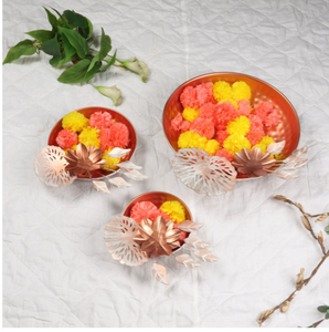 Cuenco Decorativo de Cobre Martillado con Diseño Floral de Hojas, Centro de Mesa Multiusos para Frutos Secos y Aperitivos - Product Image 6