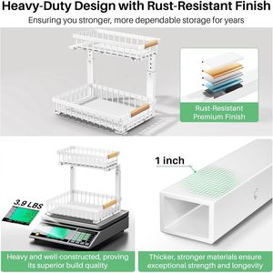 Organizzatore Sottolavello a 2 Livelli con Cassetti Scorrevoli in Metallo, Ripiano Estraibile per Armadio da Cucina - Product Image 5