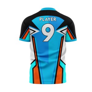 Maillot de football bleu et orange pour homme, col en V, sans manches, imprimé par sublimation, respirant, en polyester, coupe classique, vêtements de sport pour adulte - Product Image 5