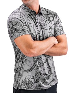 เสื้อโปโลผ้าฝ้ายลายทางพิมพ์ลายตามสั่ง สไตล์ฮาวาย - Product Image 2
