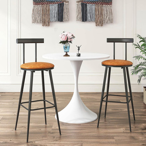 Ensemble de 2 tabourets de bar hauts, chaises de bar avec dossier et repose-pieds, tabourets de comptoir avec siège en PU souple - Product Image 3