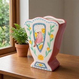<b>Ceramic</b> Tabletop <b>Vase</b> Shabby Chic Style Painted Birds Design 8-16 Inches Exquisite Durable Decorative Flower <b>Vase</b> - Product Image 3