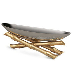 Venta al por mayor de aluminio moderno de lujo de forma ovalada decorativa fruteros diseño personalizado cuencos de metal para servir para el hogar y la cocina - Product Image 1