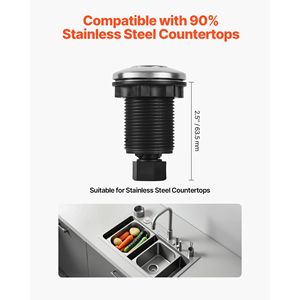 Kit Interruttore ad Aria a Doppia Uscita per Lavello, per Smaltimento Rifiuti Alimentari, 2.5 Pollici, Acciaio Inossidabile Cromato - Product Image 6
