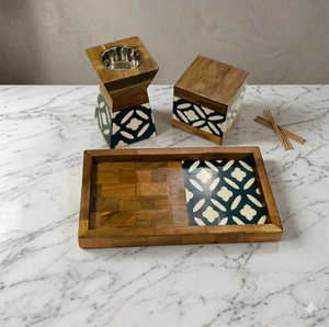 Juego de incienso de madera y resina, quemador de Bakhoor, caja de viaje, almacenamiento de sándalo, resina y madera ecológicas hechas a mano, arte moderno, estilo antiguo. - Product Image 1