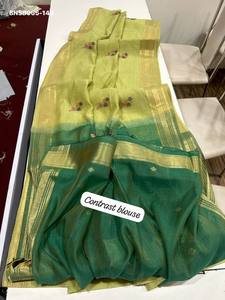 ผ้ามูก้าคอตตอนเนื้อนุ่มคุณภาพส่งออกจากอินเดีย พร้อมผ้าเรชมะหลากสีสันที่ถักทอแบบจัมดานี  ชุดส่าหรีพร้อมเสื้อคลุมสำหรับผู้หญิง  คอลเลคชั่นแฟชั่นสตรี - Product Image 3