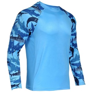 Men's Long Sleeve Camouflage Hunting Shirt Blue Moisture-Wicking Polyester Summer Outdoor Top - Product Image 1