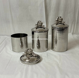 Royal Kitchenware Hammered Steel Canister Set with Decorative Pumpkin Lid Airtight Food Storage <b>Jars</b> Modern <b>Spice</b> Box Gift Set - Product Image 5