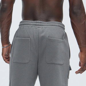 Shorts en polaire pour hommes, couleur unie, prix d'usine pour les acheteurs en gros, qualité supérieure, avec cordon de serrage et poches, avec logo. - Product Image 6