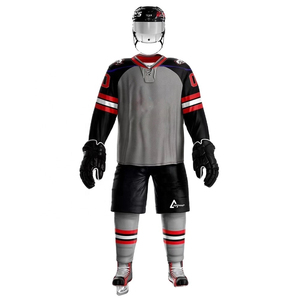 Conjunto de Uniforme de Hockey sobre Hielo para Hombre Adulto, Jersey y Pantalones de Poliéster Sublimado, Manga Larga, Cintura Elástica, Color Sólido, Transpirable, Personalizable - Product Image 1