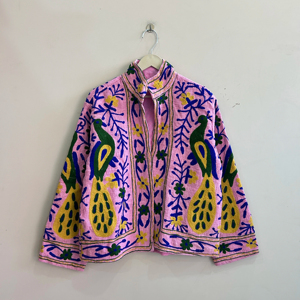 Chaqueta Formal de Mujer con Cuello Alto, Chaqueta Bordada Transpirable de Algodón TNT - Product Image 1