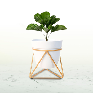 Pot de fleurs en métal blanc avec support en fer, porte-plantes surélevé moderne pour la décoration minimaliste de la maison, aménagement de jardin intérieur élégant - Product Image 3
