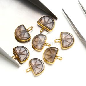 AAA Smoky Quartz Orange Fruit Carved Gemstone <b>Charm</b> Pendant Sterling <b>Silver</b> Gold Vermeil Jewelry Natural Healing Crystal Pendant - Product Image 1