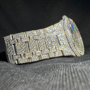 Montre de luxe pour homme en acier inoxydable, style antique, avec quartz, sertie de moissanite et de diamants VVS, stock USA et UK - Product Image 1