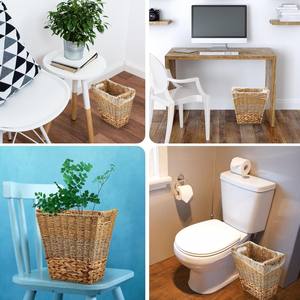 Paniers de rangement multi-usages rustiques et écologiques en jacinthe d'eau avec poignées pour salle de bain et chambre à coucher - Product Image 4