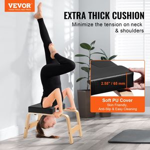 Chaise d'inversion de yoga avec cadre en bois et coussin en PU, capacité 300 lb, pour entraînement de yoga familial, accessoires et outils de soutien pour le yoga - Product Image 2