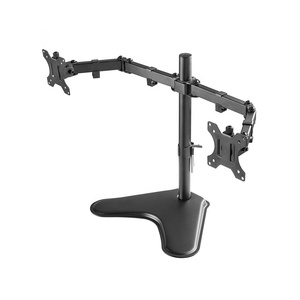 Economy Adjustable Double Joint Articulating Freestanding Dual Screen <strong>Monitor</strong> Arm <strong>VESA</strong> Mount Base <strong>Stand</strong> for 13 to 32 Inch Screen - Product Image 2