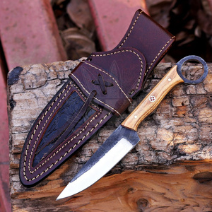 Couteau de chasse à lame fixe EDC fait main avec trou pour le pouce, qualité industrielle, pointe tombante, acier inoxydable, 8 pouces, olive naturelle, par UA Supplies - Product Image 1