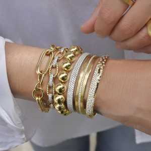 Open Cuff Bangle <b>Bracelet</b> 14k <b>Solid</b> Gold Pave Set Modern Classic Stackable Bridal Wedding Round Cut Lab Diamond Dainty Wristband - Product Image 5