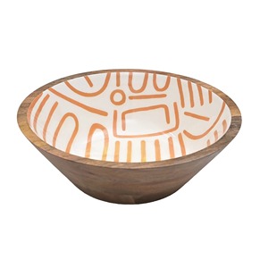 Bol en bois contemporain avec intérieur émaillé brillant, élégant bol de service pour table à manger, cuisine, salade, fruits et cadeaux - Product Image 6