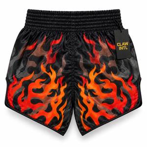 Pantalones Cortos de Boxeo Unisex Negros con Estampado de Llamas Rojas, Sublimados, Transpirables, de Secado Rápido, Corte Regular, para Adultos - Product Image 1