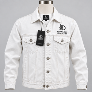 Top Quality Men's <b>White</b> Denim <b>Jacket</b> Regular Fit Casual Button Fly Solid Color Cotton Fabric Autumn Wear - Product Image 1