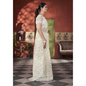 Sari de Diseño Negro con Bordado Zari y Pedrería, Sin Coser, Creación RV para un Estilo Profesional - Product Image 2